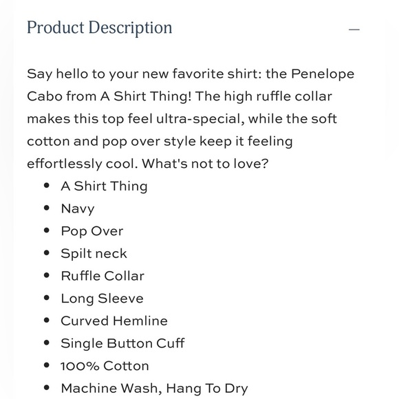 A Shirt Thing Women's Cotton Penelope Top Midnight Navy Size Small Ret $248 - Picture 11 of 11